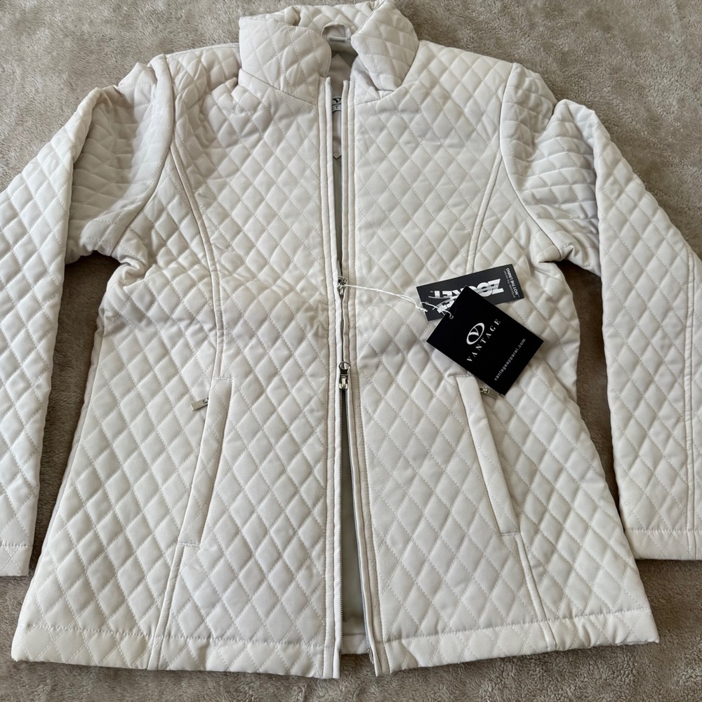 NWT Women’s Quilted Cream Jacket Size S - Picture 6 of 11